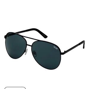 Quay Vivienne Black Aviator Sunglasses